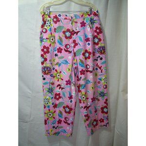 Herman Geist Vintage Floral Pant Cropped Pink Wide Leg Large